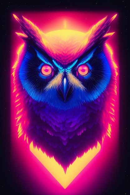 Owl in synthwave style