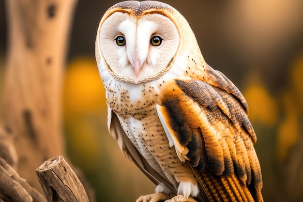 Owl Tyto albahead head close up AI Generation