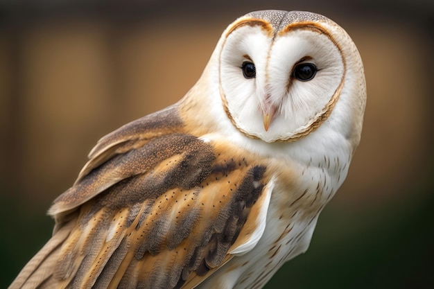 Owl Tyto albahead head close up AI Generation