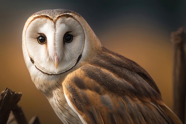 Owl Tyto albahead head close up AI Generation