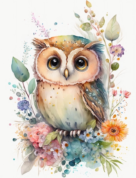 Owl Watercolor Illustration