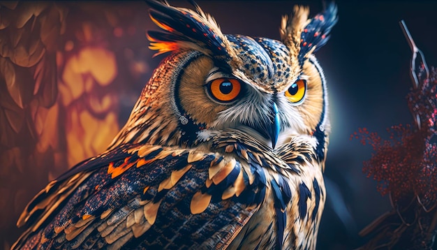 owl in the wild, is looking for prey, creative ai