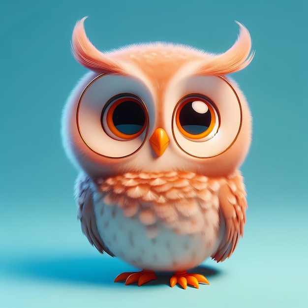 an owl with big eyes and a blue background