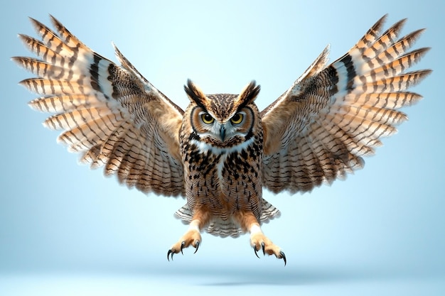 Photo a owl with its wings spread out with the other owl