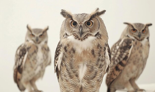 Photo a owl with a white chest and a brown head