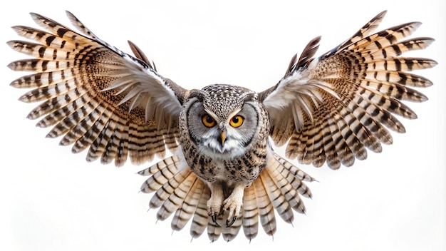 Photo a owl with yellow eyes looking at the camera