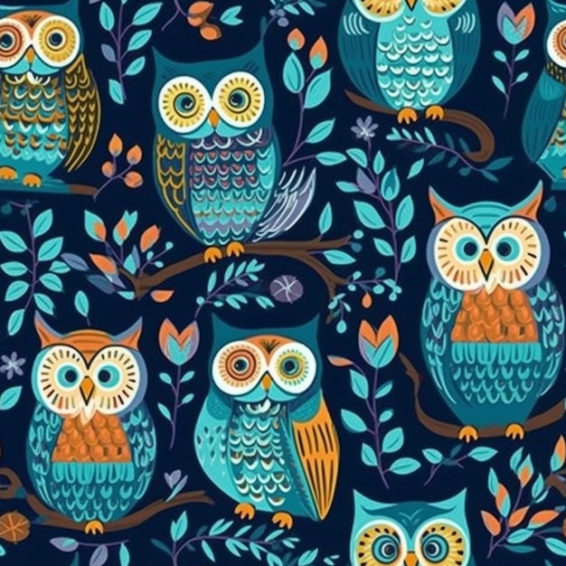 Owls on a dark background.