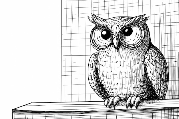 Photo owls illustrated in a coloring book style perfect for creative relaxation