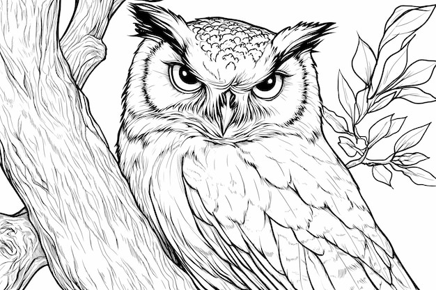 Owls illustrated in a coloring book style perfect for creative relaxation