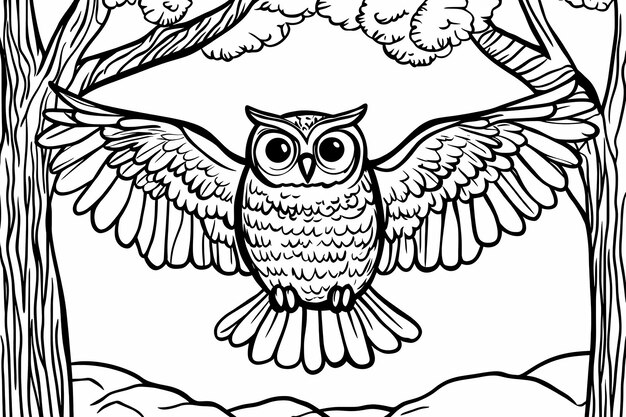 Photo owls illustrated in a coloring book style perfect for creative relaxation