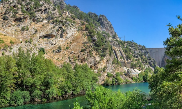 Oymapinar Dam and Manavgat River in the mountains of Antalya region Turkey