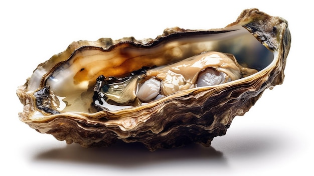 A oyster with a white background