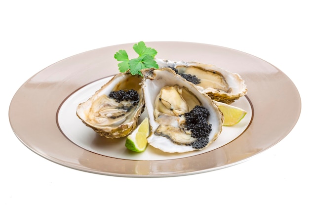 Oysters with black cavair