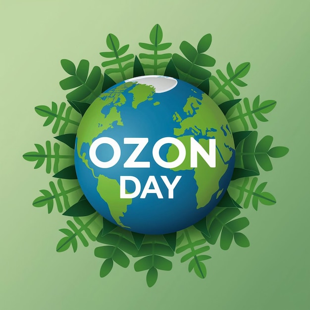 Ozon Day illustration vector graphic of planet earth is surrounded by green plants