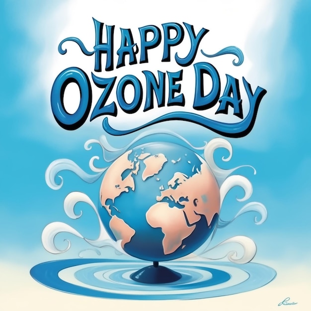 Photo ozone day social media banner with globe