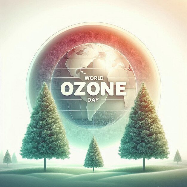 Photo ozone day and world ozone day poster with world ozone day poster globe surrounded by trees