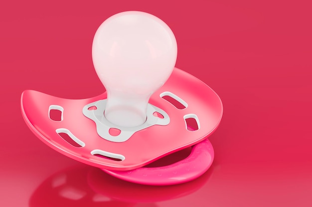 Pacifier in trending viva magenta colors 3D rendering