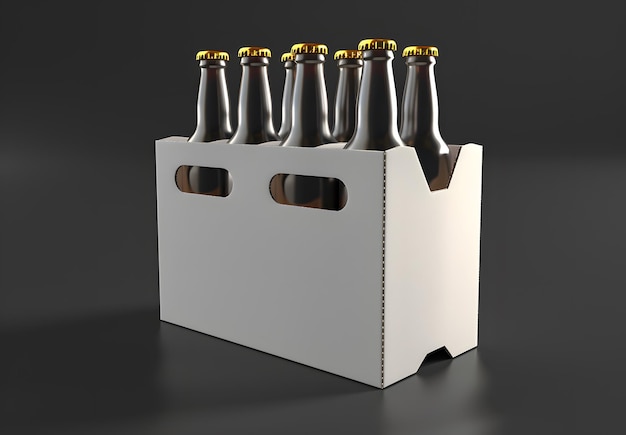 Photo pack of beer white cardboard carrier mockup