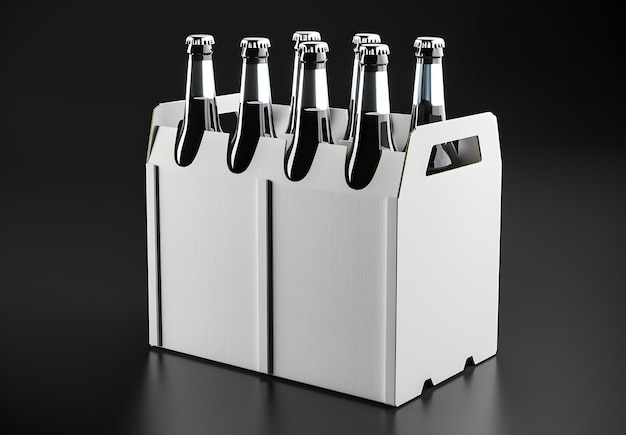 Photo pack of beer white cardboard carrier mockup