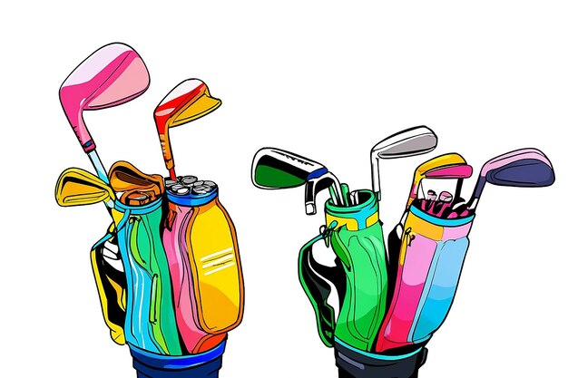 Photo pack of colorful golf clubs