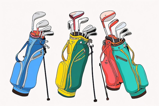 Photo pack of colorful golf clubs