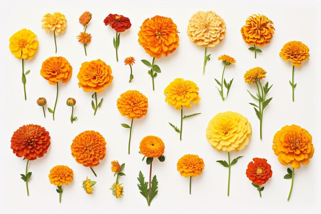 Pack featuring a variety of marigoldthemed graphic elements