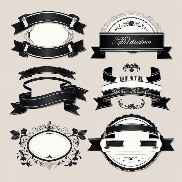 Photo pack of vintage black and white ribbons