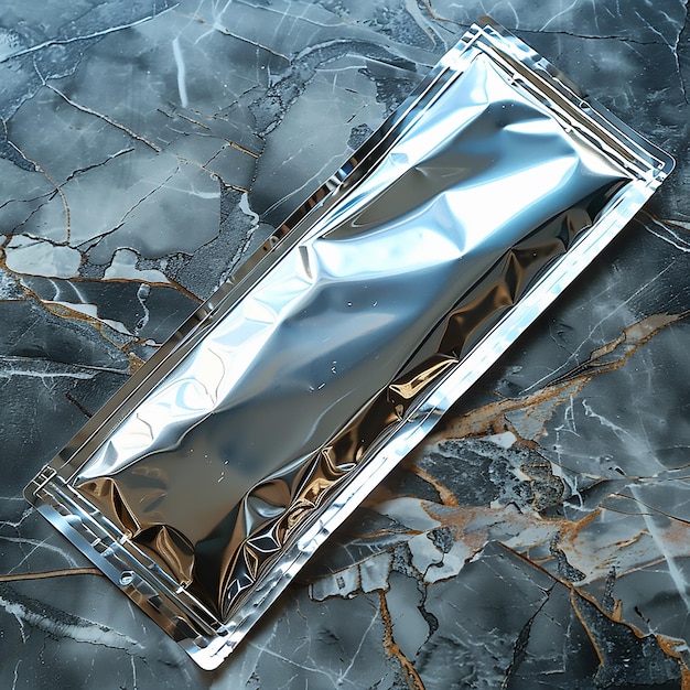 Photo a package of aluminum foil sits on a marble surface