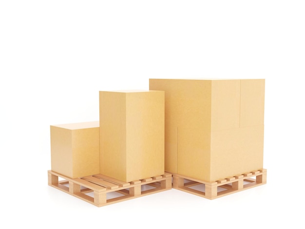 Photo packaging boxes on pallets transportation business pallets for racking systems in warehouses