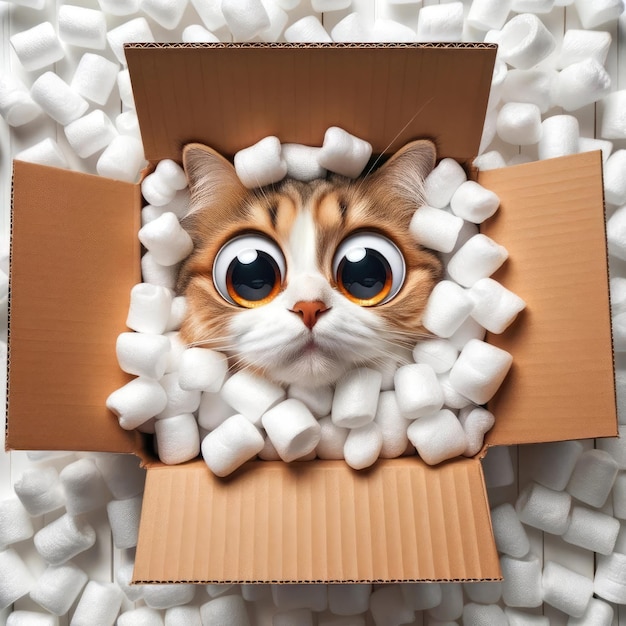 Packing Peanuts Purrprise A Cat's Curious Peek