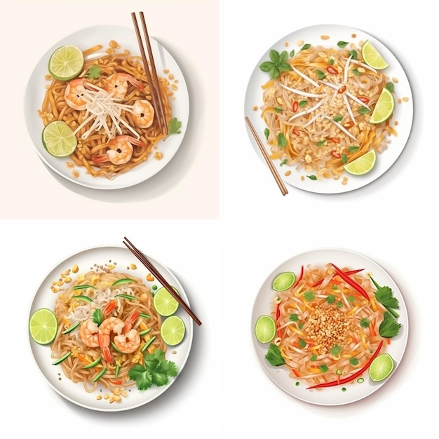 Pad thai or phad thai is a stirfried rice noodle dish a traditional Thai food AI generated