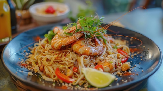 Pad Thai with Prawns A classic Thai dish with stirfried noodles and prawns