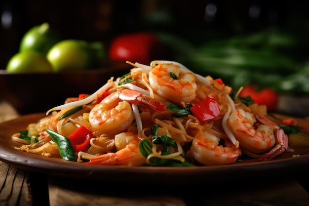 Pad Thai with Shrimp Thai Food Generated with AI