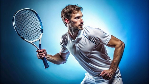 Padel Tennis Player with Racket in Hand Paddle tenis on a blue background Download in high resolution