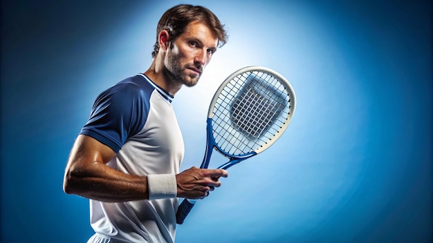 Padel Tennis Player with Racket in Hand Paddle tenis on a blue background Download in high resolution