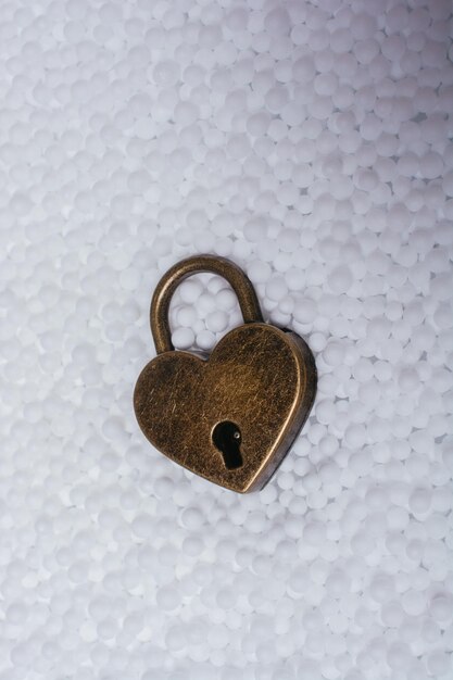 Photo padlock in heart shape as symbol of love