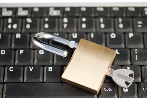 Padlock on a keyboard