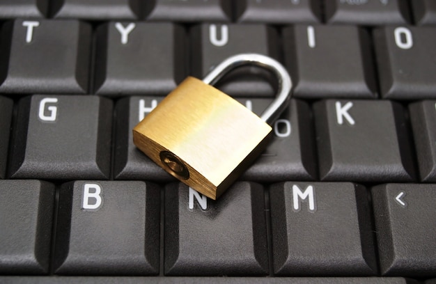 Padlock on laptop