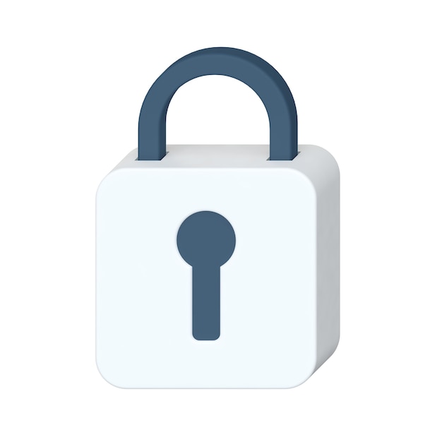 Padlock Lock Isometric Flat Icon on a white background. 3d Rendering