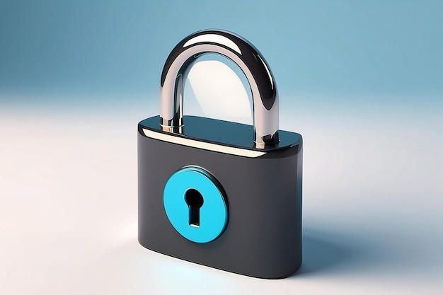 Padlock lock Security safety encryption protection privacy concept 3d vector icon Cartoon minimal style