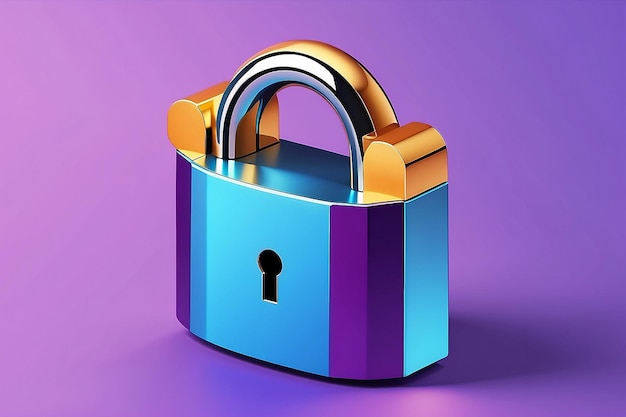 Padlock lock Security safety encryption protection privacy concept 3d vector icon Cartoon minimal style