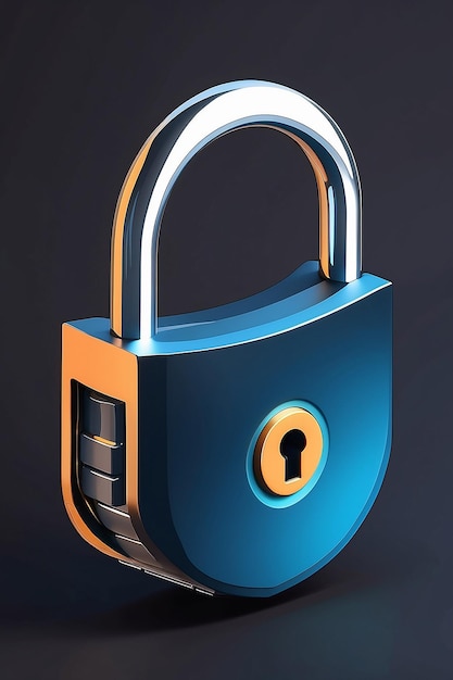 Padlock lock Security safety encryption protection privacy concept 3d vector icon Cartoon minimal style