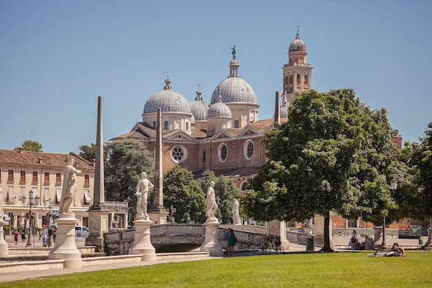 PADOVA, ITALY 17 JULY 2020: Prato della Valle, a famous square in Padua city in Italy