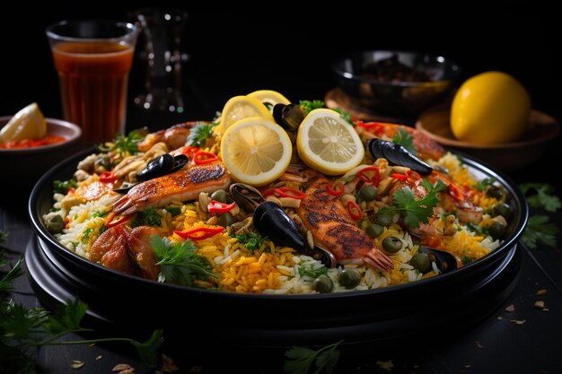 Paella with seafood