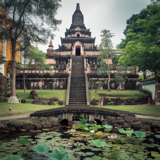 Pagoda old architecture and garden in shangh