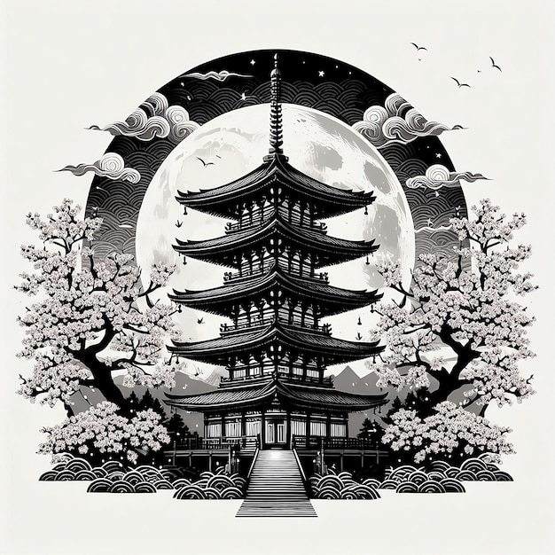 Photo pagoda silhouette vector