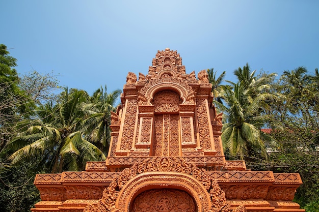 Pagoda during sunny day in Sihanoukville Cambodia