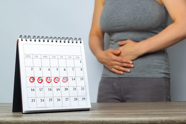 Pain in the abdomen of the menstrual period of the calendar.