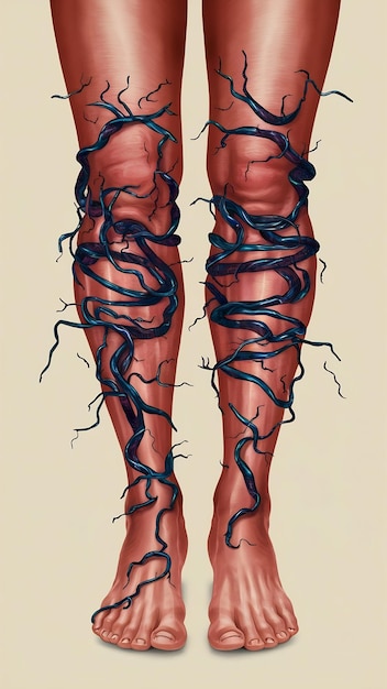 Photo painful varicose and spider veins on female legs