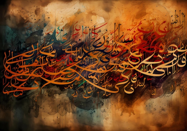 paint artwork canvas painting wall decor Arabic letters manipulation background